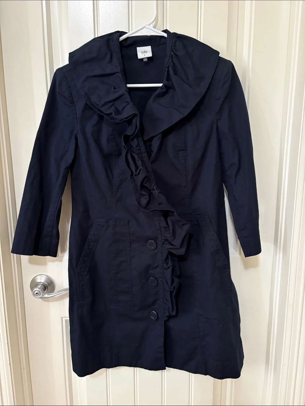 CAbi Navy Roll-Collar Trench‎ Coat